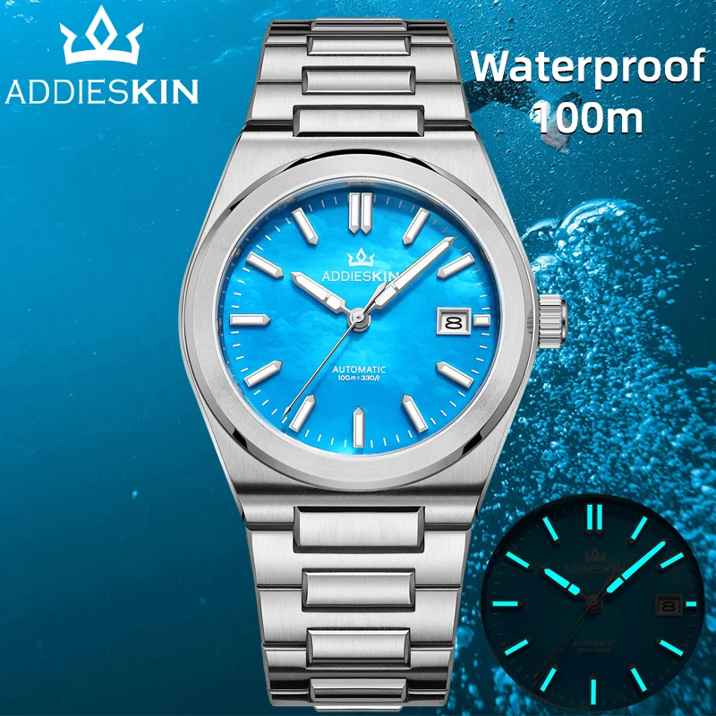 AddiesKin K008 Top Luxury Watches For Man 100M Waterproof BGW9 Luminous Sapphire Glass Calendar Mechanical Watch Reloj Hombre