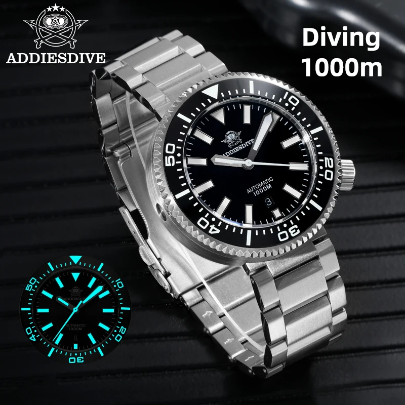 ADDIESDIVE Watches for Men 316L Stainless Steel AD2523 BGW9  Luminous 1000M Waterproof Sapphire Glass Mechanical Watches Reloj