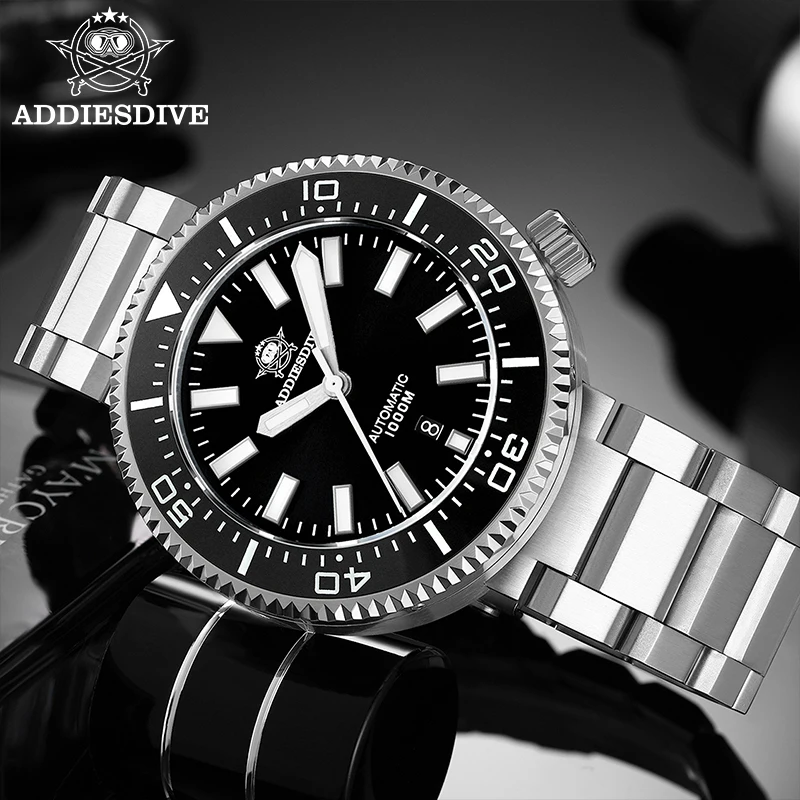 ADDIESDIVE Watches for Men 316L Stainless Steel AD2523 BGW9  Luminous 1000M Waterproof Sapphire Glass Mechanical Watches Reloj