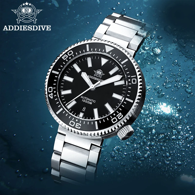 ADDIESDIVE Watches for Men 316L Stainless Steel AD2523 BGW9  Luminous 1000M Waterproof Sapphire Glass Mechanical Watches Reloj