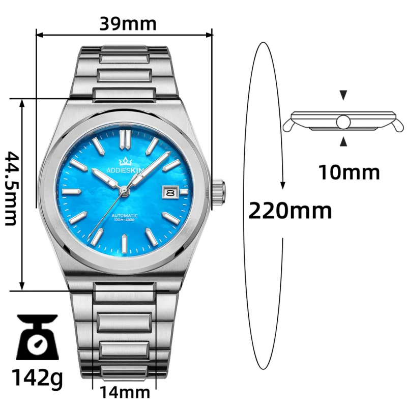 AddiesKin Top Luxury Wristwatches For Man 100M Waterproof BGW9 Luminous Sapphire Glass Calendar Mechanical Watches Reloj Hombre