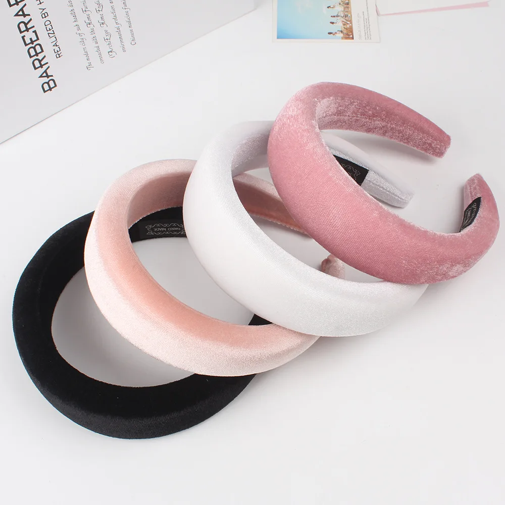 Thick Velvet Headband Hair Bands For Women Hair Accessories Plastic Padded Hairbands Retro Headwear Comfortable Head Hoop 4CM