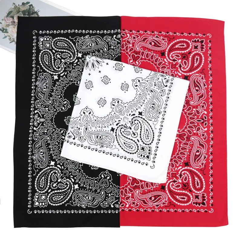 70*70cm Unisex Women 100% Cotton Black Hip-Hop Paisley Large Bandana Scarf Punk Cowboy Mens Biker Sports Headwear Headband Wrap