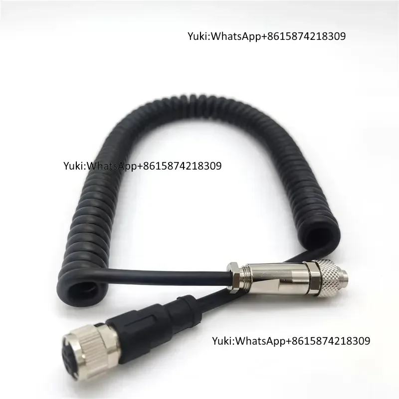 M12 Spiral Male to Female 4-Pin TPU Coil Cable Connector IP68 Waterproof with Brass Contacts and  for LED