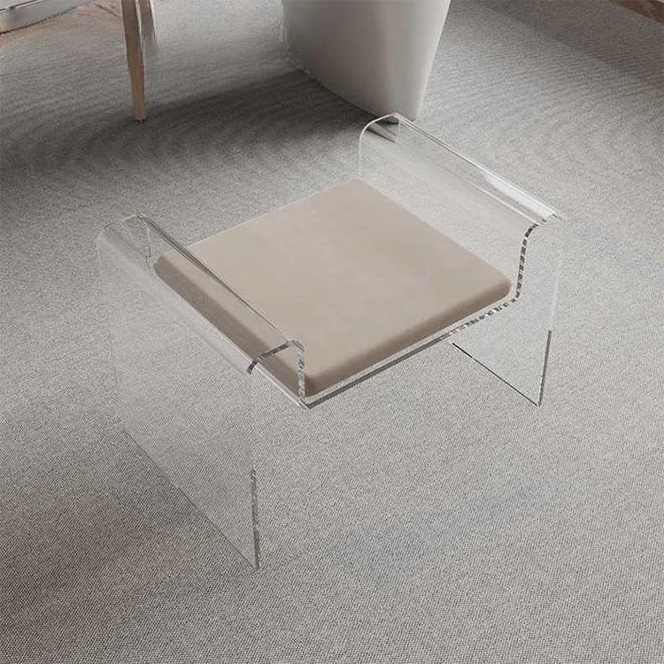 eq-Transparent Acrylic Low Bench Stool for Living Room Dining Outdoor Bedroom Hotel & Villa Shoe & Changing Table Stool%