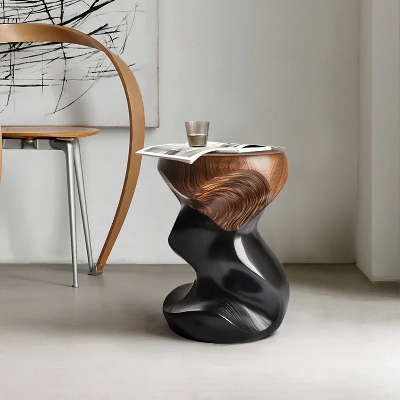 Designer Creative Solid Wood Side Table, Light Luxury Sofa Corner Table, Walnut High-end Art Coffee Table, Stool Home Shoe Bench