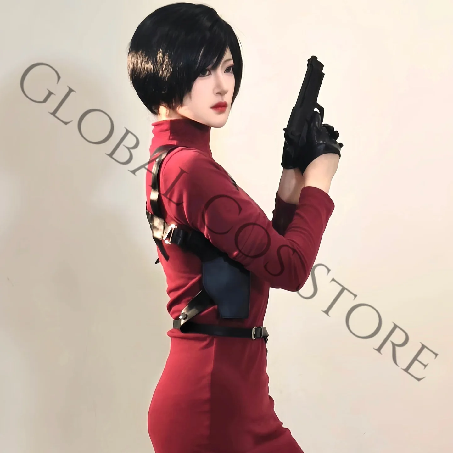 Movie Resident Evil 4 Remake Cosplay Ada Wong Costume Gloves Sweater Props Wig Set for Halloween Carnival Party Dress Up