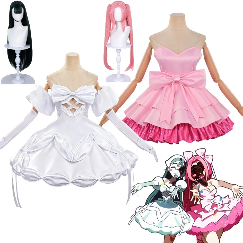 Anime Alien Stage Zombie Stage Mizi Cosplay Costume Wig Mizi Sua Cute Big Bow White Dress Lolita Stage Clothing Halloween Outfit