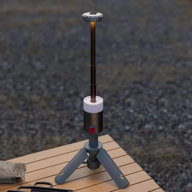 Rechargeable Camping Light Portable LED Tent Lamp Outdoor Fill Lighting with Telescopic Tripod Stand for Night Hiking