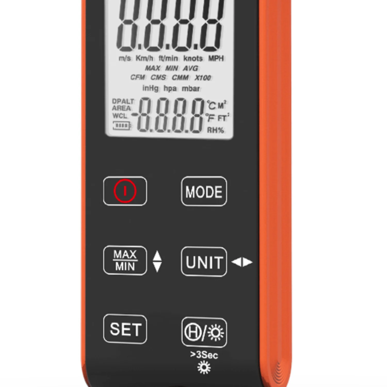 5000D 5-Unit Wind Speed Temp Meter, Backlight Rechargeable Tripod Mount Handheld Anemometer with Data Hold For Outdoor Work