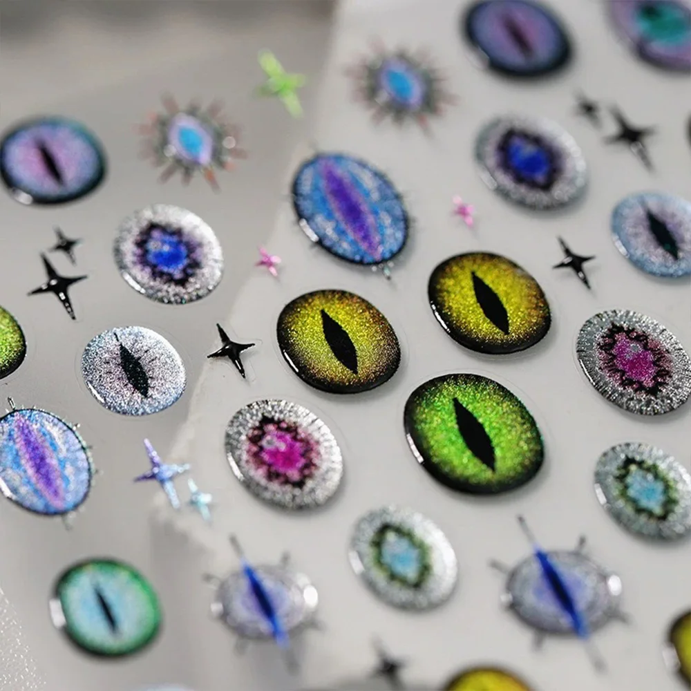 Punk Style Y2K Cat's Eye Snake's eyes Nail Stickers Gaze Cross Dragon Eye Nail Art Decal Design Manicure Tool Nail Art Slider De