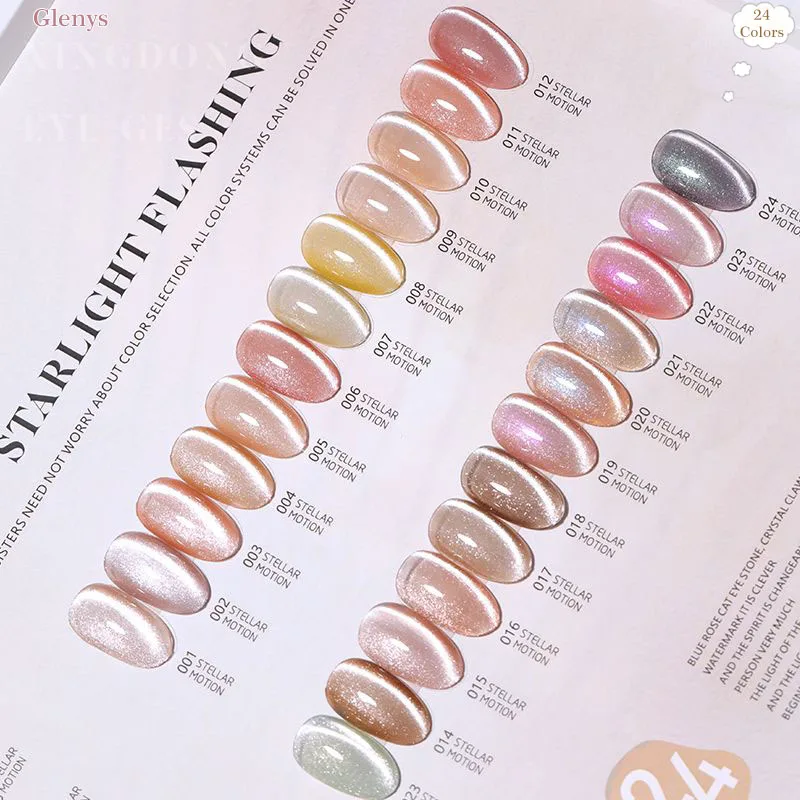 Glenys 24 color cat's eye series nail polish glue popular immersion gel nail salon essential UV LED nail salon art varnish set