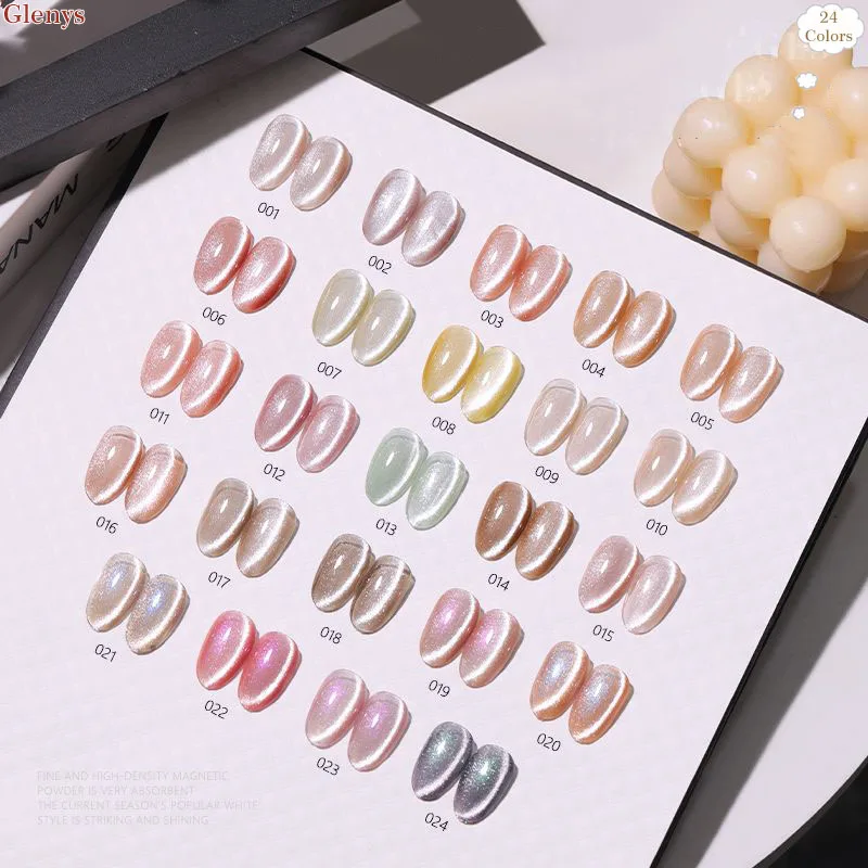 Glenys 24 color cat's eye series nail polish glue popular immersion gel nail salon essential UV LED nail salon art varnish set