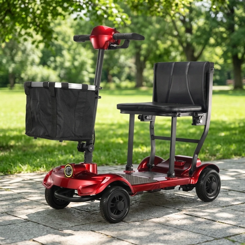 MUNIU POWER 180W 4-Wheel Lightweight Electric Folding Mobility Scooter Aluminum Alloy Frame 120KG Capacity for Seniors