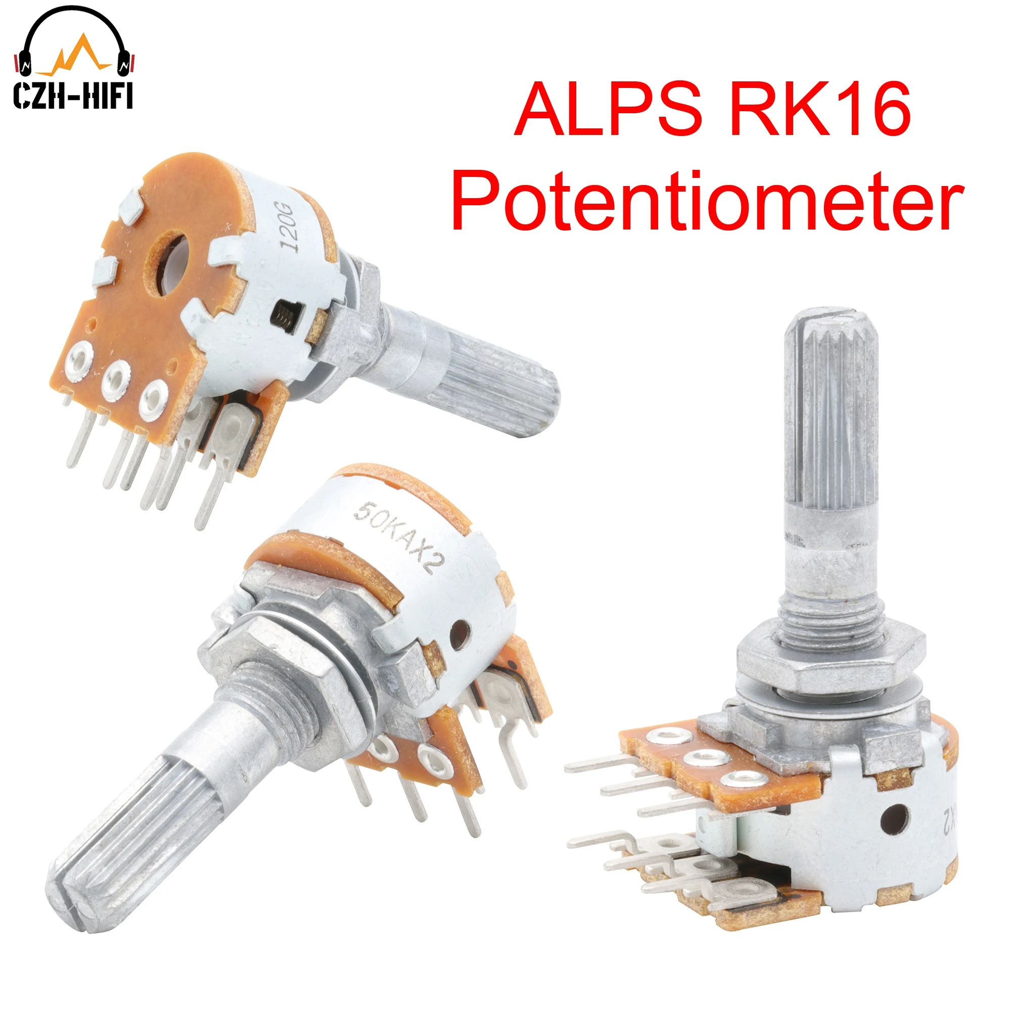 1pc Japan ALPS RK16 50KA 100KA Stereo LOG Attentuator Potentiometer for Vintage Audio Amplifier CD Turntable Volume DAC DIY