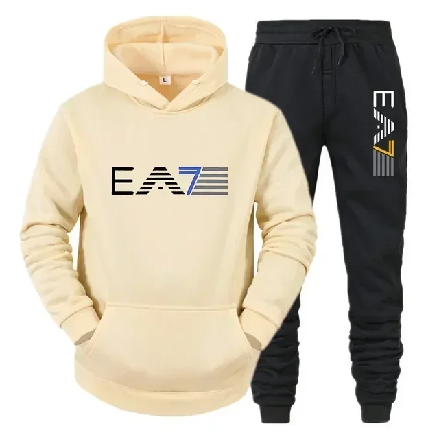 New Men's Casual Jogging Suit For Autumn And Winter, Outdoor Men's And Women's Hooded Sweatshirt And Sports Pants Two-Piece Set