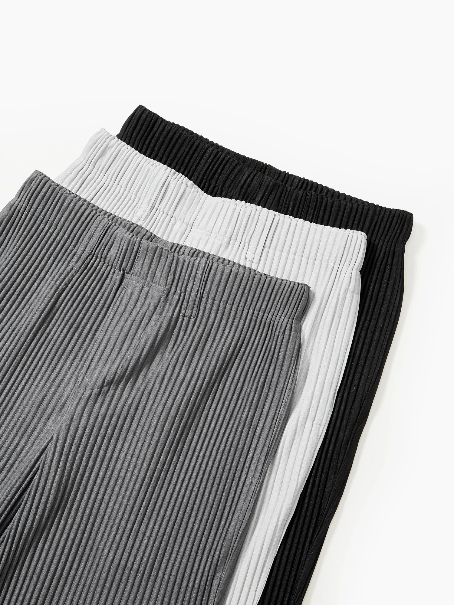 Miyake Pleated Men Pants Casual Loose Wide Leg Draped Trousers Business Casual Daily Wear