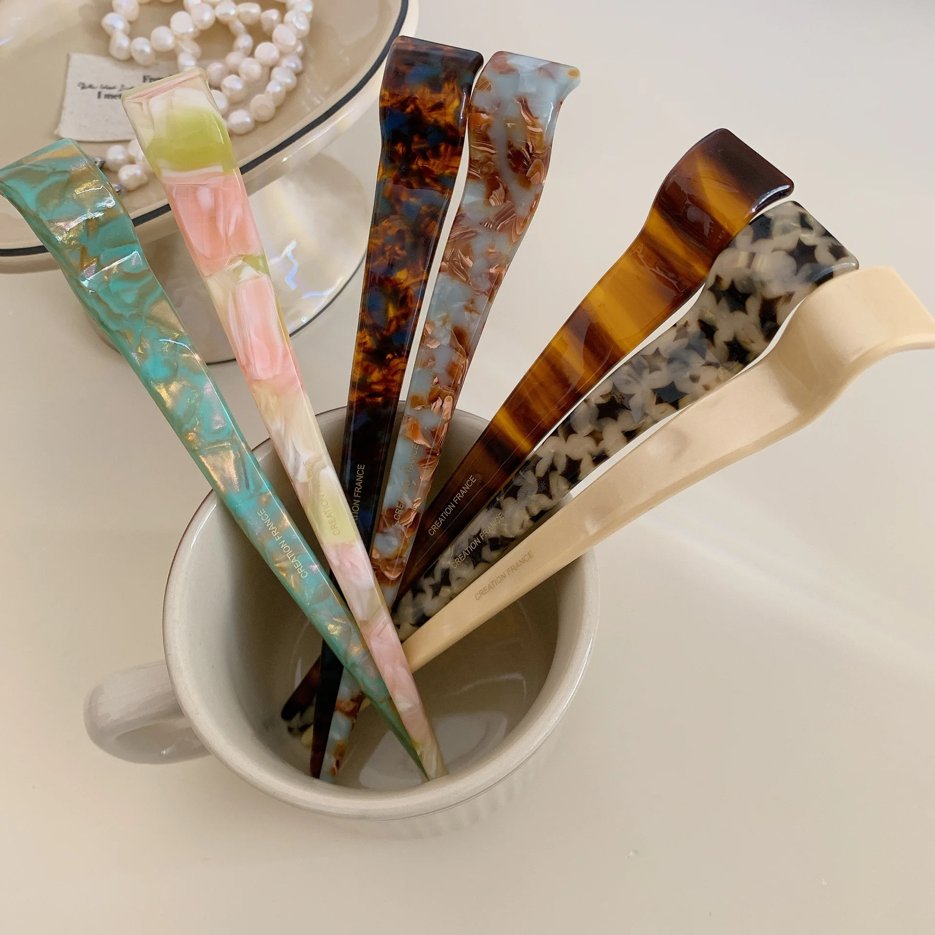 Korean New Design Retro 18cm Long Acetic Acid Hairpin Ancient Style Hair Chopstick Pin Hair Accessories For Woman Girls
