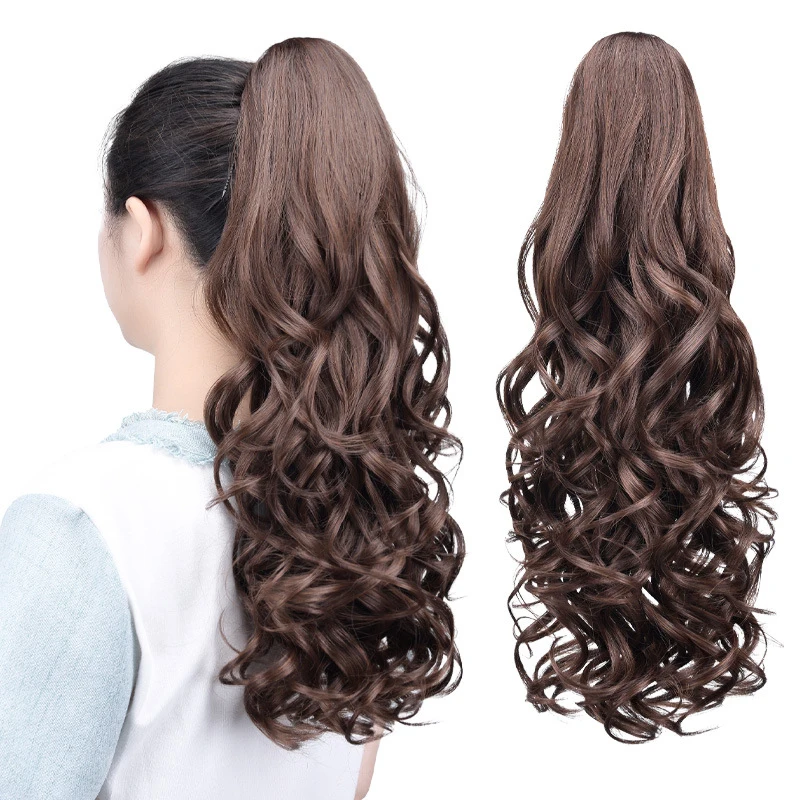 European and American style synthetic high-temperature silk curly ponytail, naturally voluminous long hair with claw clip h