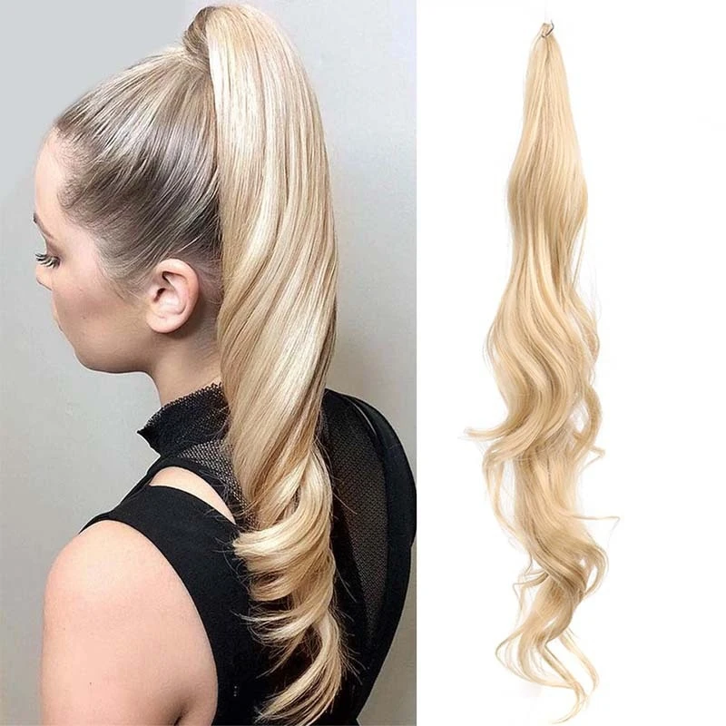 European and American style 32-inch extra-long wig, wrap-around hair extensions, women's , magic wand ponytail