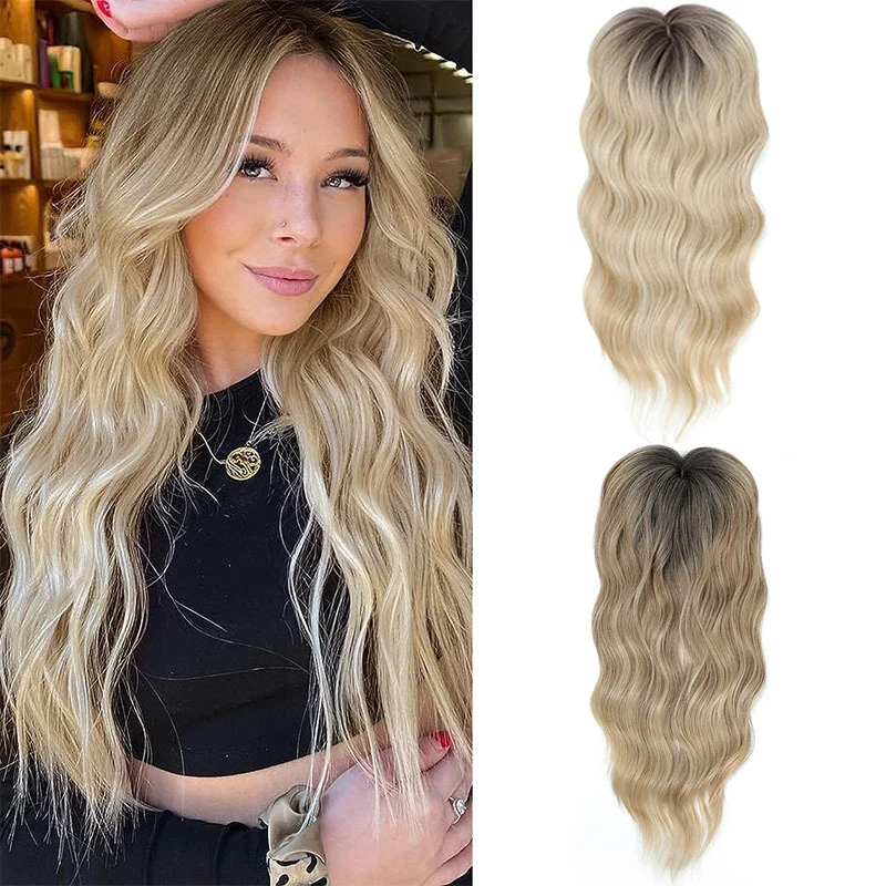 European and American women's with water wave long curly hair, fashionable golden synthetic hairpiece