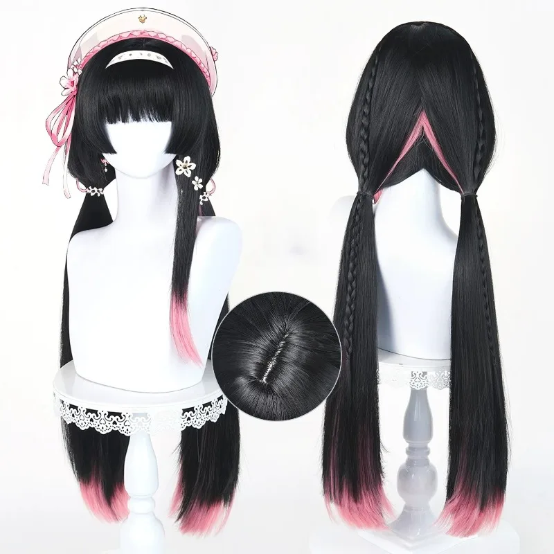 Chisa Wig Game Wuthering Waves Cosplay Black Pink Long Hair Synthetic Wigs Role Play Props Accessories for Women