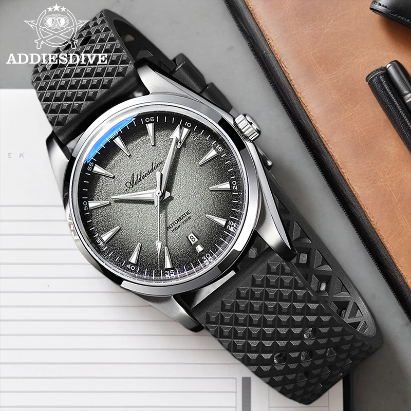 ADDIESDIVE AD2527 reloj hombre Men's Watches Stainless Steel/Rubber Super Luminous Dress Automatic Mechanical Watches Waterproof