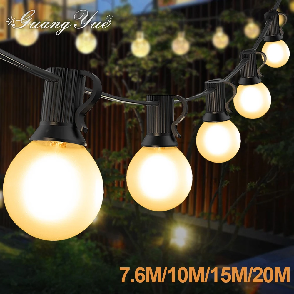 Retro Led G40 Street Garland Light EU US Plug Warm White Frosted Glass Connectable Outdoor Wedding Yard Garden Lights Decoration