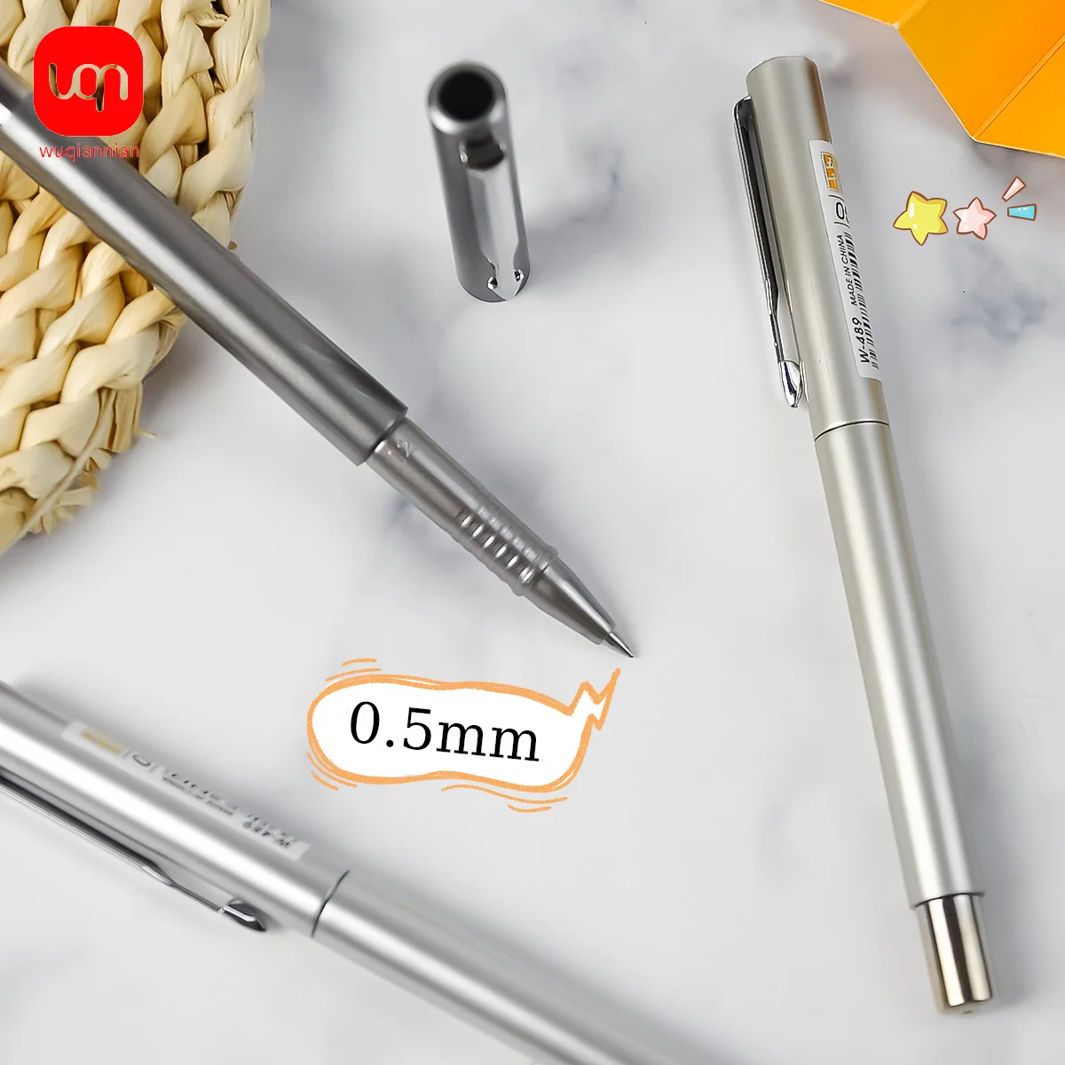 WQN-4/8/12PCS Simple Gel Pen 0.5mm Nib Black Ink Smooth Writing Exam & School Stationery Office Supplies