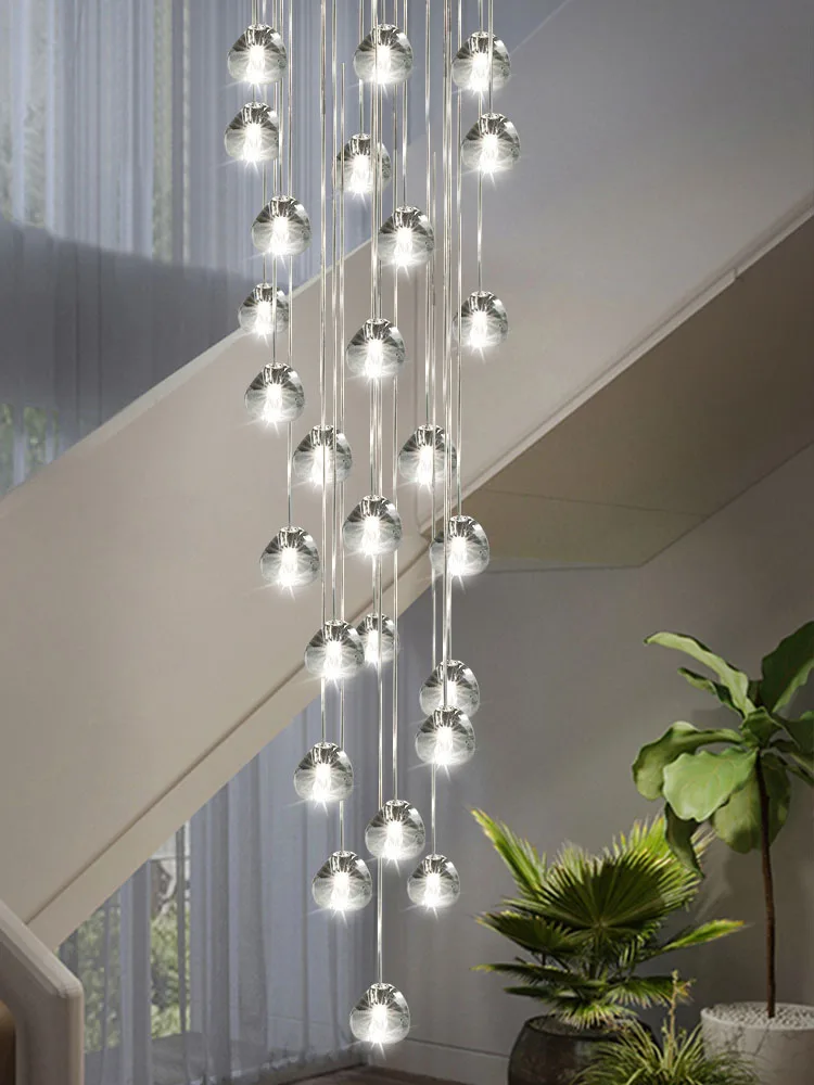 Modern K9 Crystal Led Ceiling Chandelier Lobby Lustre Staircase Kitchen Spiral Lamp Decoration Home Appliance Ceiling Light