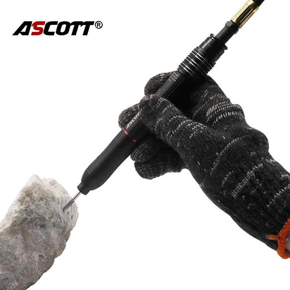 Ascott Air Micro Engraving Pencil Kit 650000RPM High-speed Adjustable Mini Pneumatic Grinding Pen for Grinding and Polishing
