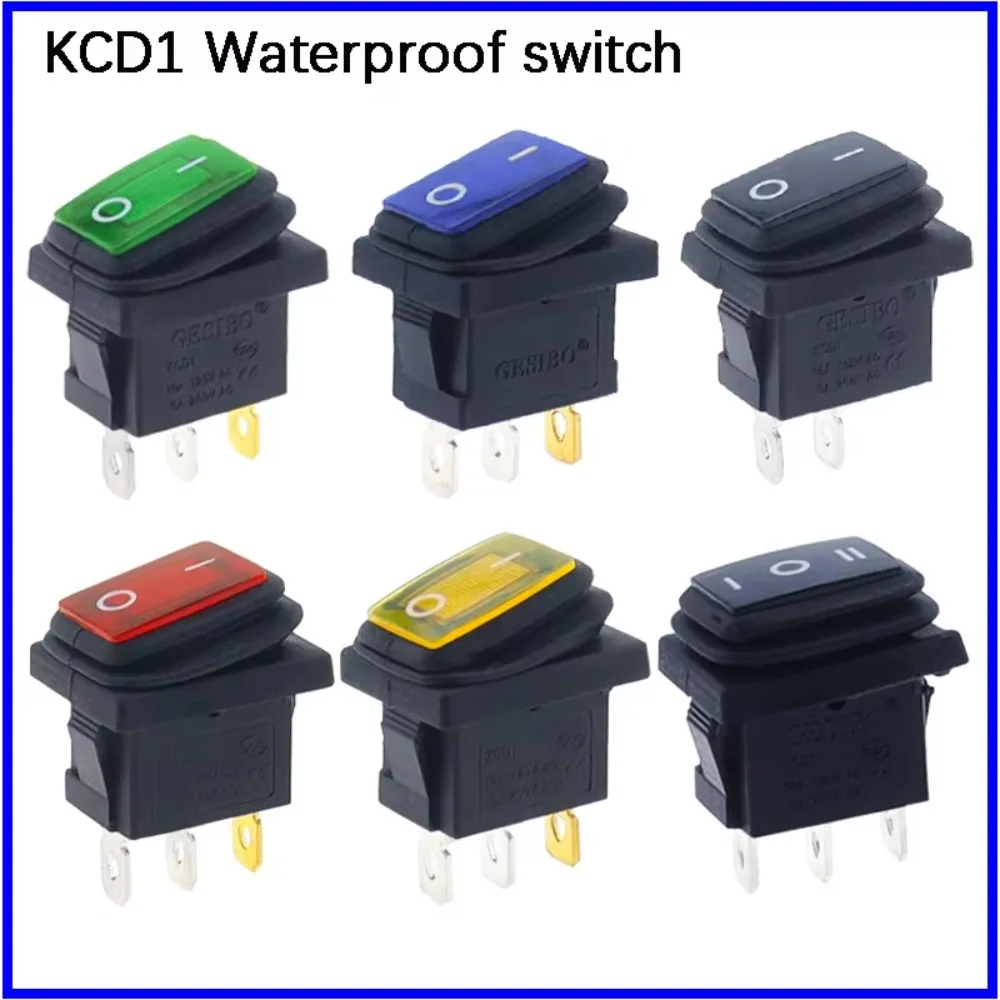 1 Uds KCD1 interruptor basculante  coche barco 6A/10A 250V/125V AC ON-OFF 250VAC 6A 125VAC 10A con luz Led 220V interruptor impe
