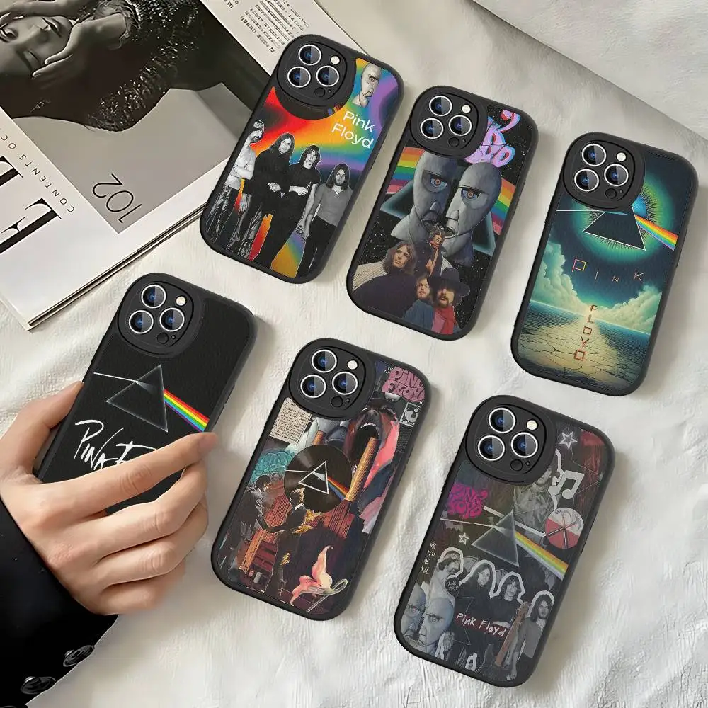 Rock Band P-PinK F-Floyd For IPhone 16 15 14 13 12 11 Pro Max Plus Shockproof Leather Soft Phone Cover