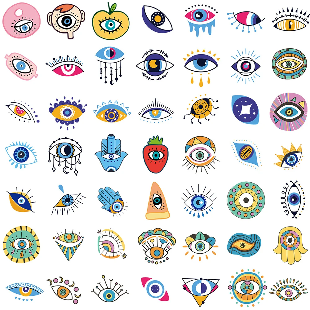 10/30/50pcs Cool Turkish Blue Eyes Graffiti Stickers DIY Laptop Notebook Phone Luggage Cartoon Decoration Sticker Decals Packing