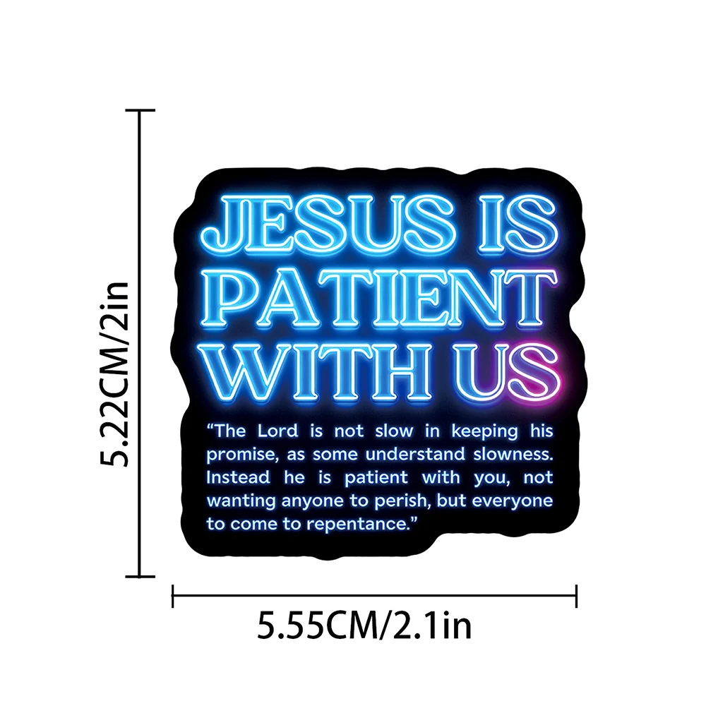 10/30/50pcs Neon Blue Bible Cartoon Stickers Christian Jesus Phrase Graffiti Decals Water Bottle Phone Notebook Sticker Packing