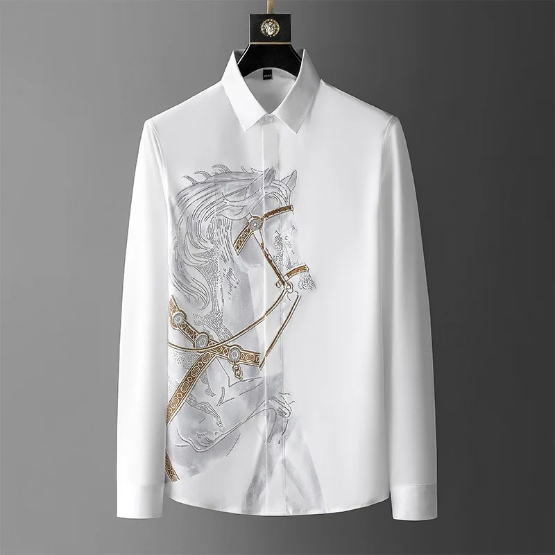 Dress White Shirts for Men Long Sleeve Non-iron Wrinkle Resistance Tops & Tee Casual Business Man Slim Fit Trendy Quality Shirt