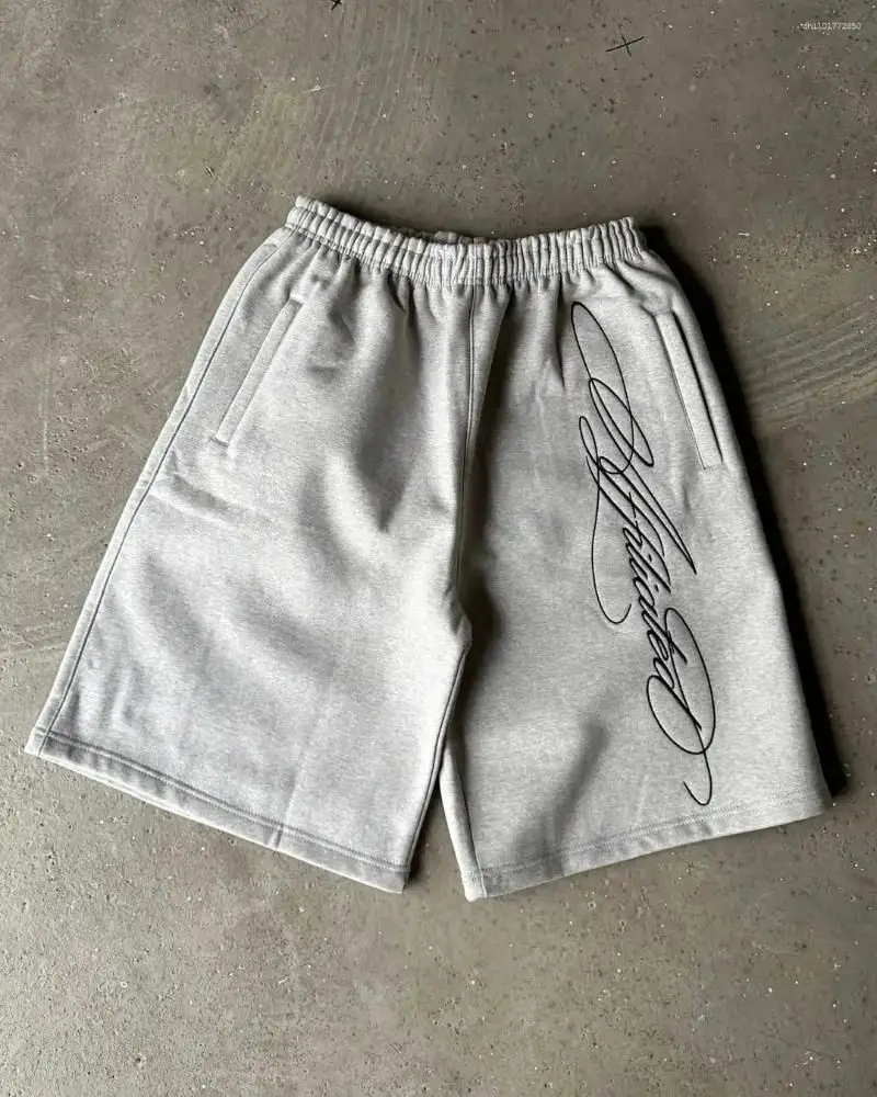 Men's Shorts Streetwear American Retro Mens Hip Hop Graffiti Letter Baggy Sports Jogging Summer Casual Basketball
