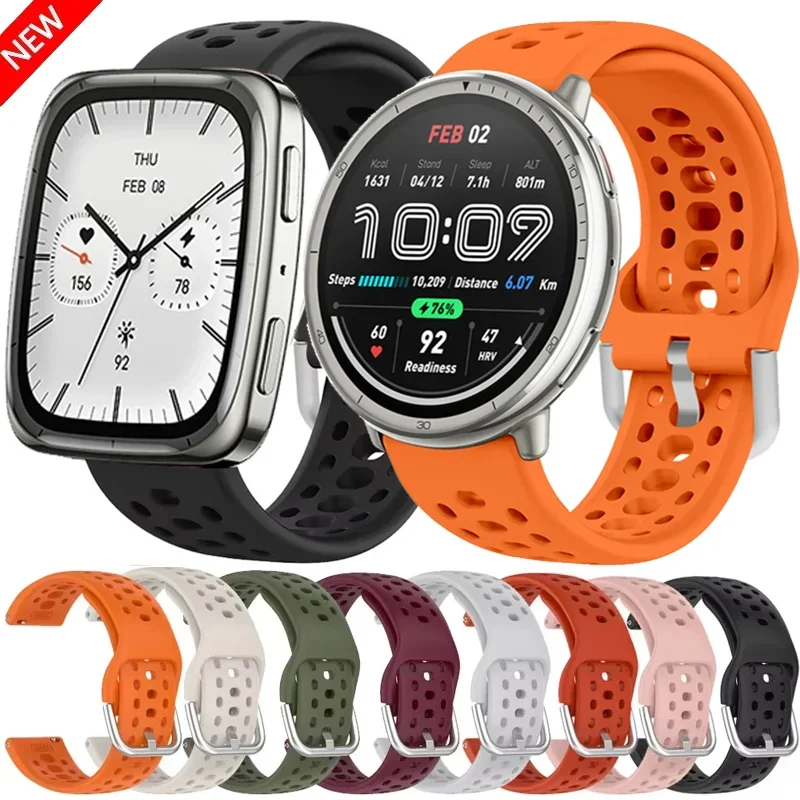 Silicone Strap For Amazfit Active 2 Square Neo GTS 4-3-4 4 Mini For Samsung Watch 7/FE 5 pro 6/ 4 6 classic/ 3 41mm Correa