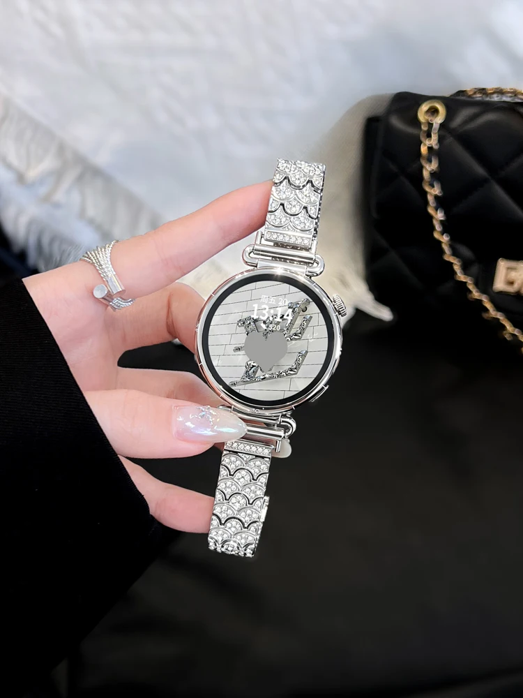Luxury Fish‑Scale Diamond Metal Strap for Samsung Galaxy Watch 6 4 Classic 5 Pro Active 2 FE 44mm 40mm Women Bracelet 18 20 22mm