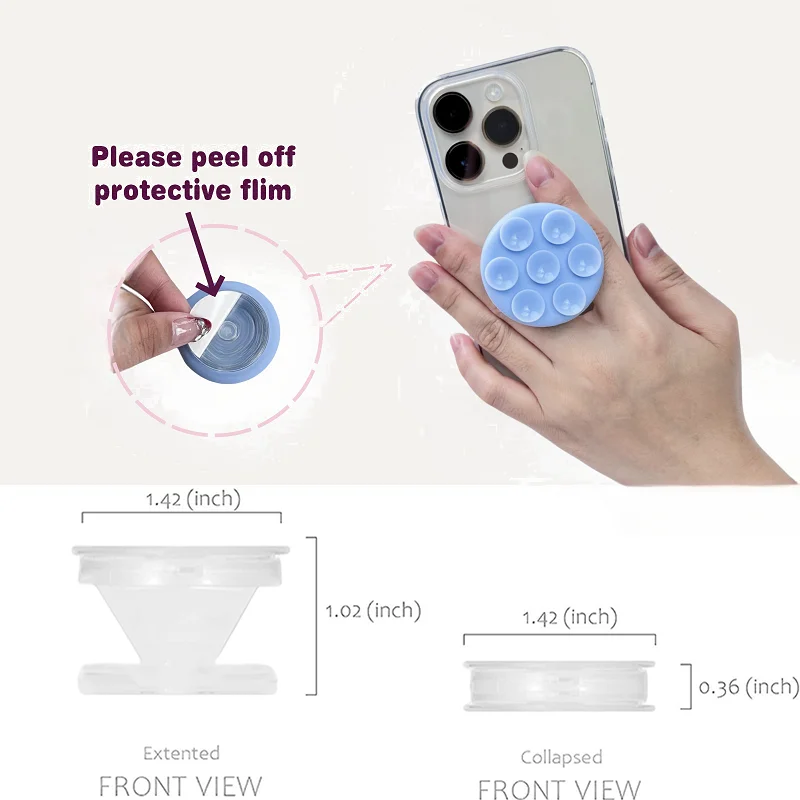 Round Silicone Suction Pad For Mobile Phone Samsung For iPhone Sticky Finger Grip Stand Sticker Suction Cup Phone Holder GripTok