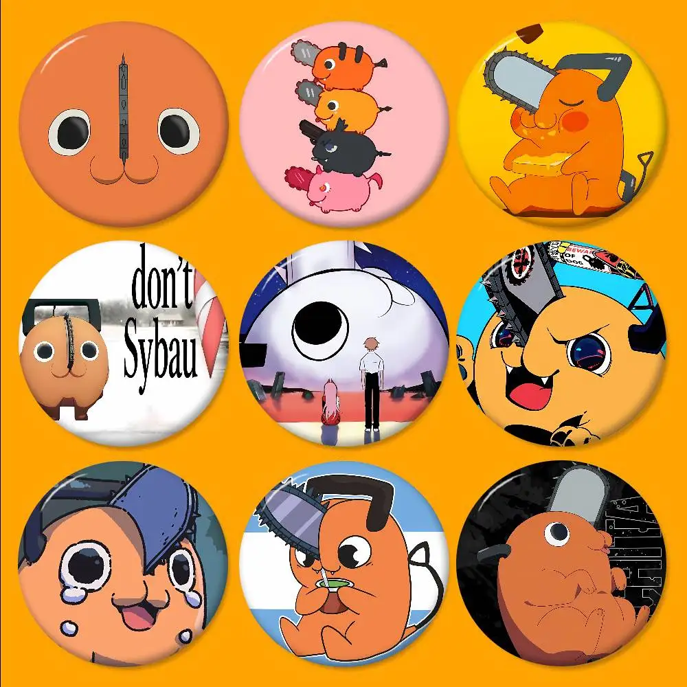Chainsaw Man Pochita Cartoon Brooches Anime Badge Round Handmade Brooch Lapel Pins Jewelry for Backpack Clothes Gifts