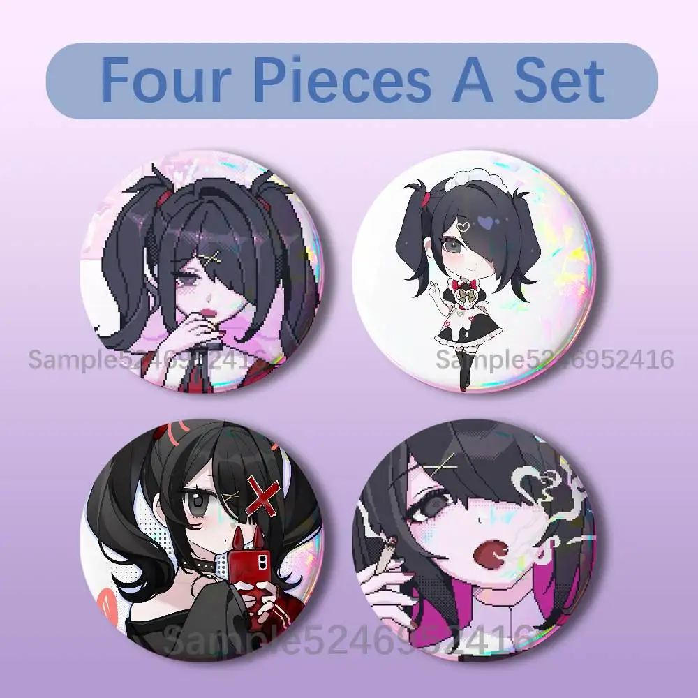 Ame N-Needy Streamer Overdose 4 Pieces Set Badge Set Fashion Brooches for Women Men Backpack Accessory Bag Badge Jewelry Gift
