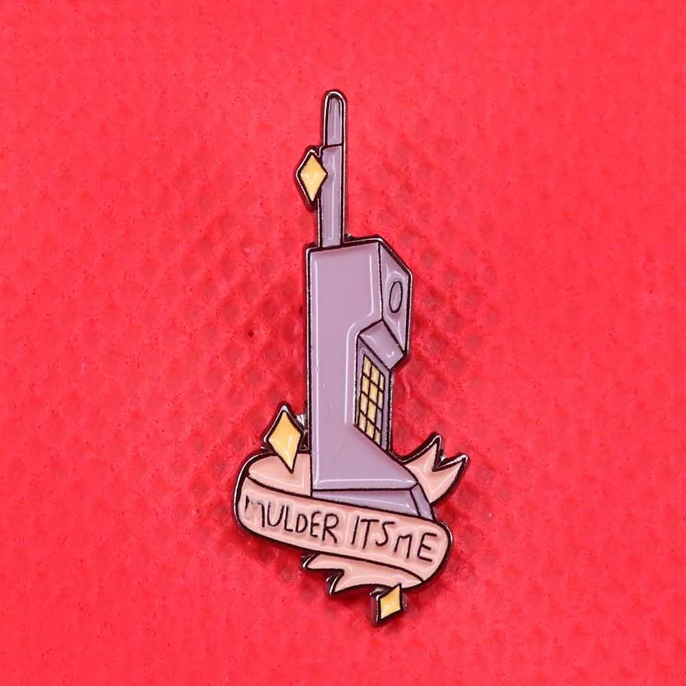 Mulder it's me enamel pin vintage 90s phone call brooch X files fans gift men women shirts backpack accessory