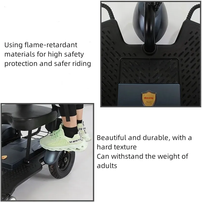 Folding Electric Tricycle for Elderly 350W 48V Portable Lightweight 3 Wheels Single Scooter Adults 10 Inch Lithium Battery
