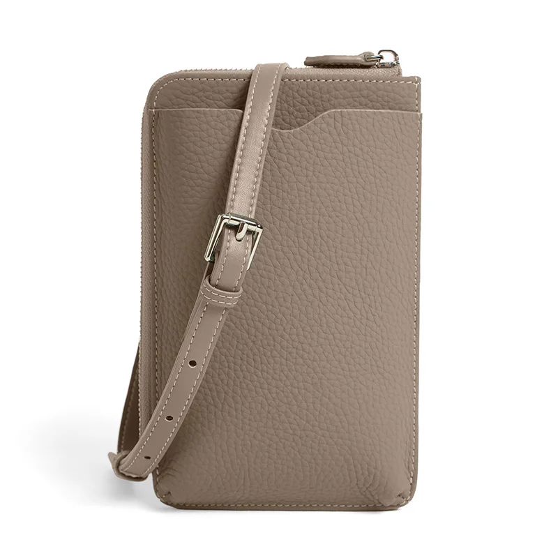 New Mini Shoulder Bags for Women's Genuine Leather Zipper Crossbody Handbag Fashion Phone Purse Ladies Small Bag with Keyring