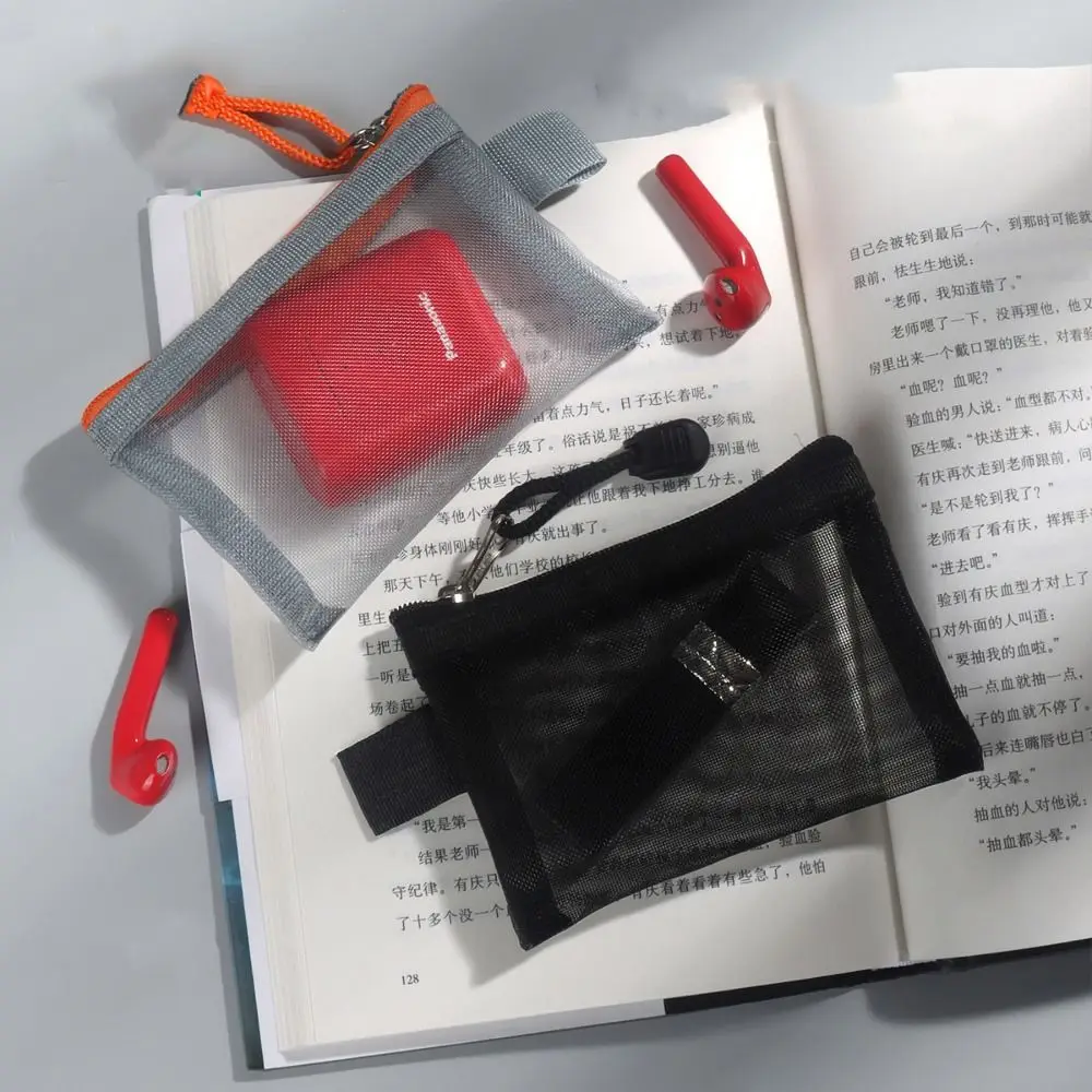 Change Storage Bag Mesh Zipper Bag Card Bag Cosmetic Bag Clear Mesh Bag Small Item Bag Solid Color Mini Coin Purse Women