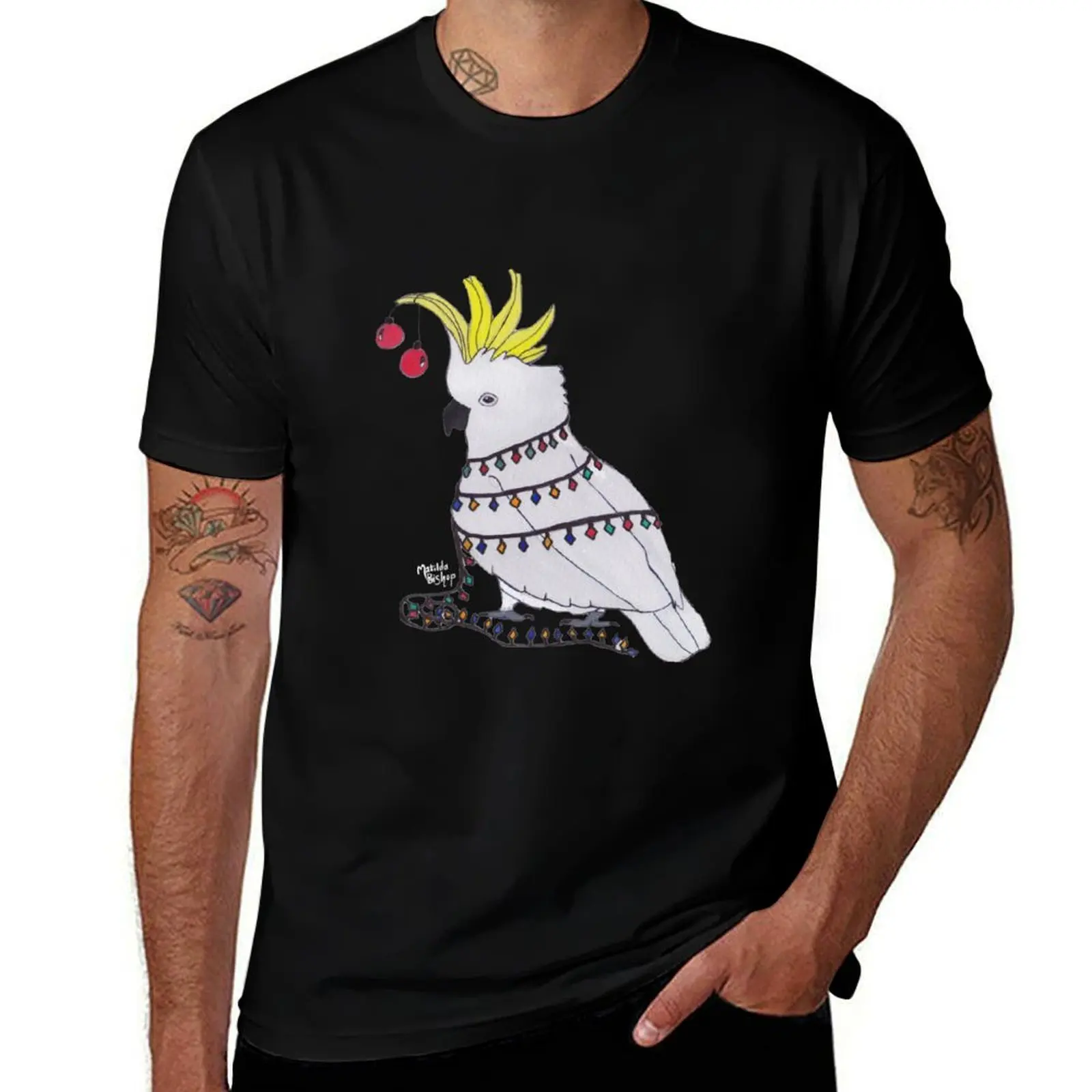 Christmas Cockatoo T-Shirt Casual Work Wear T-Shirt