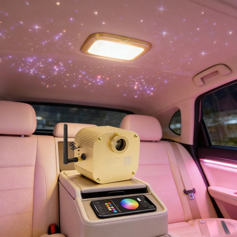 Twinkle Fiber Optic Star ceiling kit Bluetooth APP Optical fiber lamp Control Starry Car LED Light Kid Room Ceiling RGBW COLOR