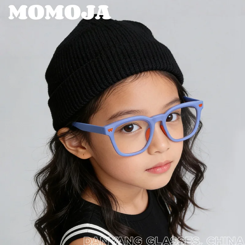 MOMOJA 2026 New Ultra Light Square Silicone Kids Eyeglasses Frame Fashion Colorful Boys And Girls Comfortable Glasses KRF621