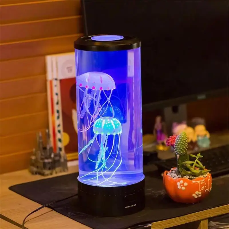 D5 Jellyfish Lamp Color-Changing LED 7 Colors Mood Aquarium Ocean Night Light Bedroom Desktop Decor Light Birthday Gift for Kids